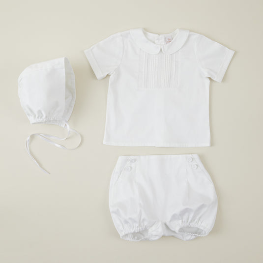 Pelele blanco de bautizo para bebé con detalles bordados