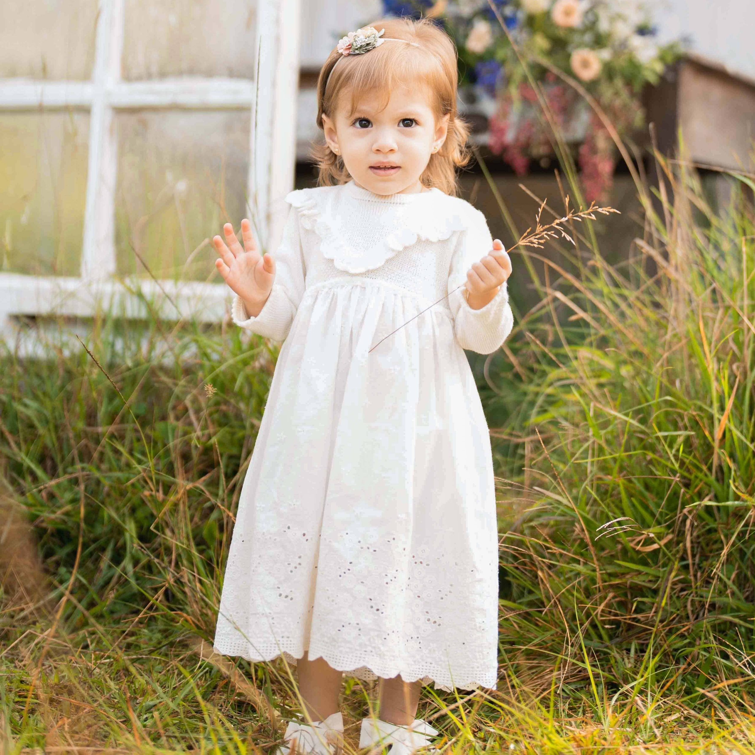 Vestido de Bautizo con Diseño Floral Moda para Bebé