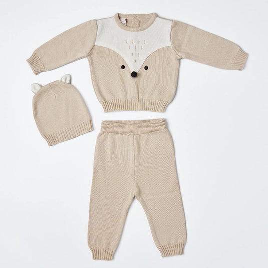 Conjunto de invierno para bebé con tejido de punto grueso y orejitas