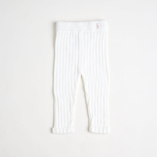 Leggings blancos acanalados con cintura elástica para bebé