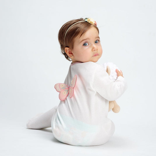 Pijama infantil con estampado de mariposas en tonos morados