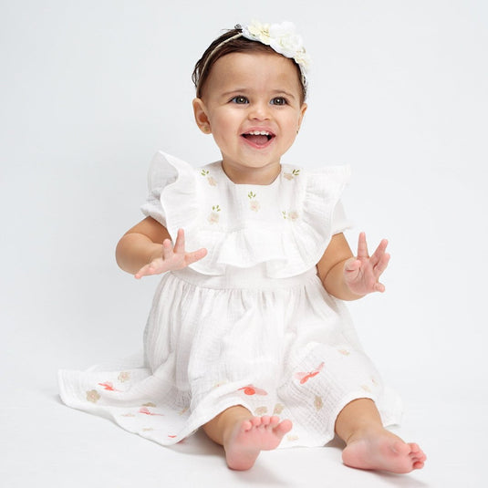 Vestido cristal para niña con detalles transparentes y brillos