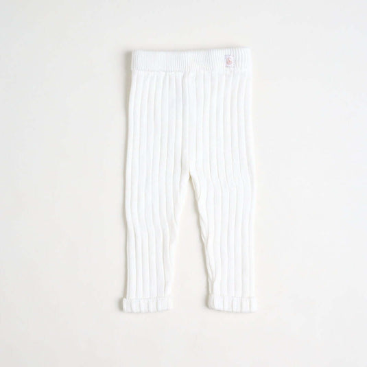 Leggings blancos acanalados con cintura elástica para bebé