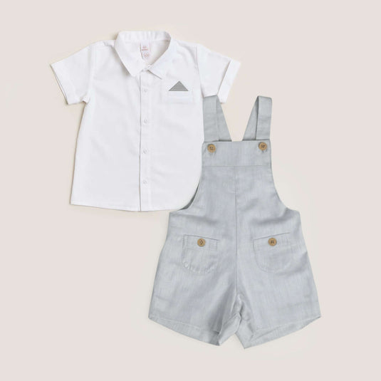 Paquete camisa y overall gris niño